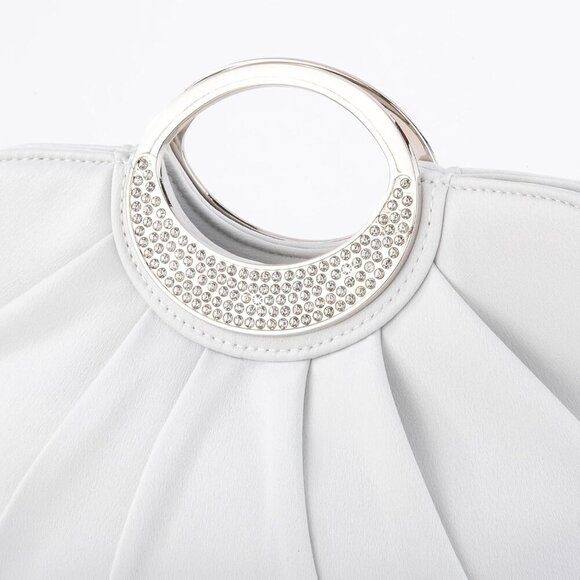 🆕Women Silver Clutch Purse Formal Soft Pleated Fabric Eveningbag Dressy Handbag - Picture 7 of 8